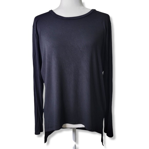 Joah Brown Black Long Sleeve Soft Stretchy Jersey Knit High Low Tee Size M/L - Picture 1 of 9